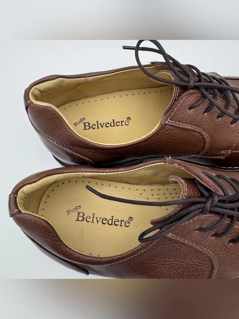 Studio Belvedere Bay Bridge Brown Pebble Leather Derby Dress Shoes Men Size 11 D